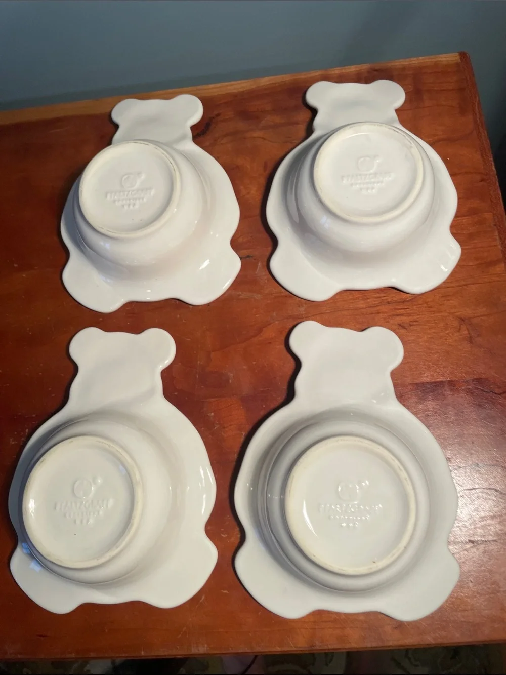 Set of 4 pfaltzgraff White Bear-Shaped Ceramic Trinket Bowls